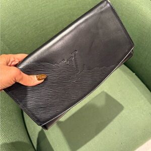 Black Authentic ysl Leather women’s authentic Clutch